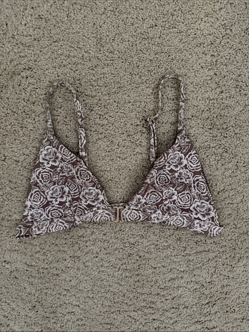 acacia swimwear Brown & White Floral Triangle Bralette